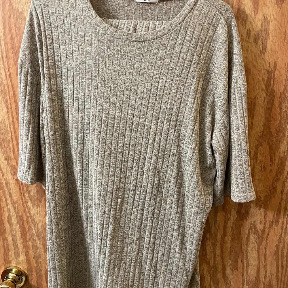 Gray Ribbed Knit Set